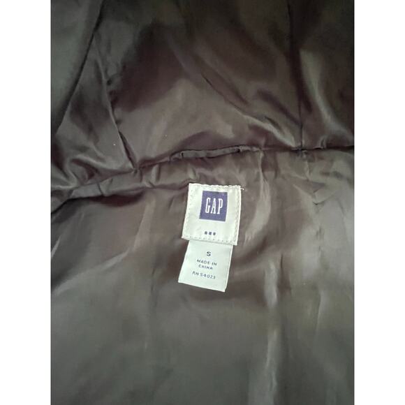 GAP Quilted Puffer Hooded Vest Zipper Snaps Black Small - Picture 9 of 10